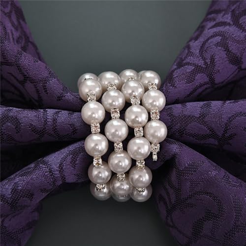 Pearl Napkin Rings Set of 6 for Farmhouse and Events