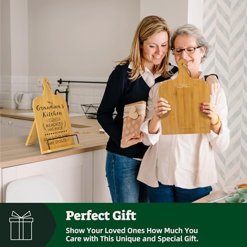 Bamboo Cutting Board with Conversion Chart and Cookbook Stand