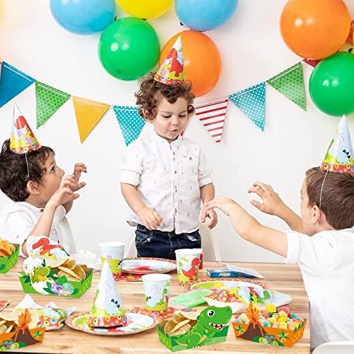 24Pcs Cartoon Dinosaur Serving Trays for Kids Birthday Party