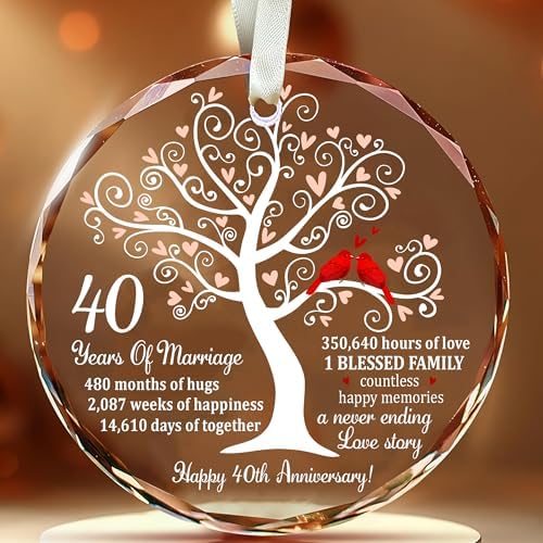 40th Wedding Anniversary Ruby Glass Ornament