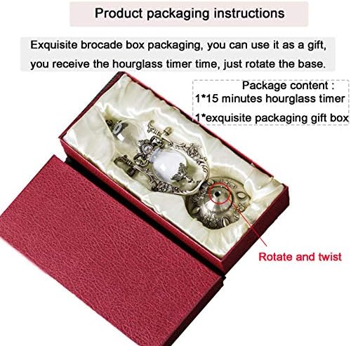 NIUASH 15 Minute Embossed Golden Hourglass Timer