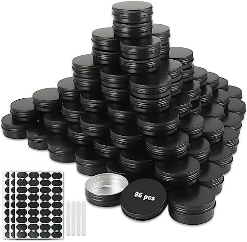 96 Pack Round Cans with Screw Lid 2 Oz Aluminum Food Containers