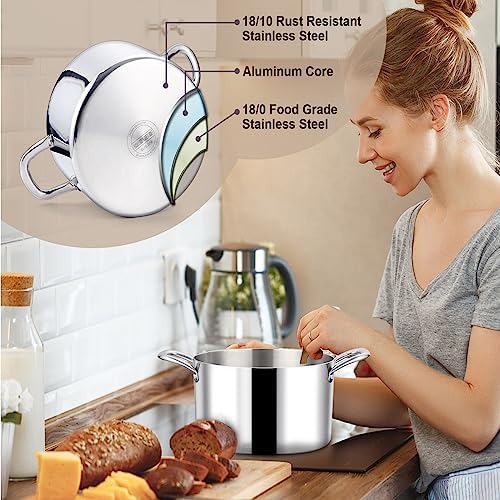 LIANYU 8QT Stainless Steel Stock Pot with Lid