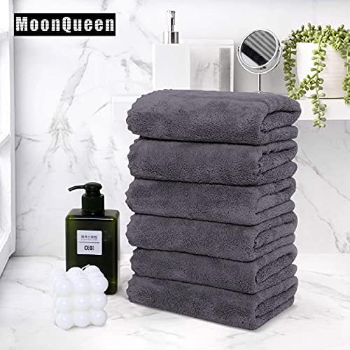 MOONQUEEN 6 Pack Hand Towels Gray 16x28 Inches