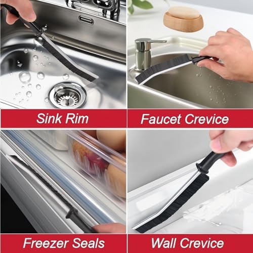 Crevice Cleaning Brush 2 Pcs - Stiff Bristle for Kitchen Bathroom Windows