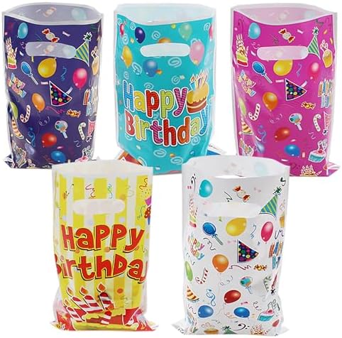 25 Pcs Kids Party Favors - Birthday Candy Bags with 5 Designs