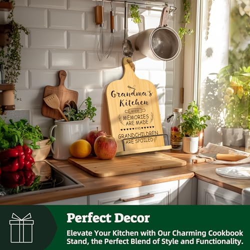 Bamboo Cutting Board with Conversion Chart and Cookbook Stand