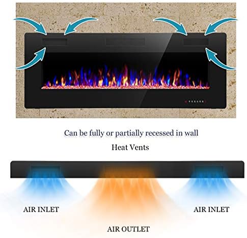 RWFLAME 50 Inch Electric Fireplace with Touch Screen and Remote Control