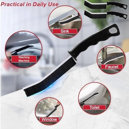 Crevice Cleaning Brush 2 Pcs - Stiff Bristle for Kitchen Bathroom Windows