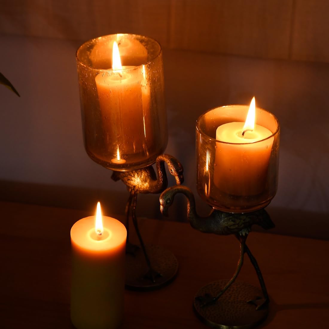 DEYBBY Natural Beeswax Pillar Candle Set 2 Pack Brown Raw