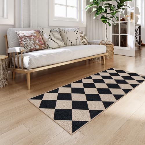 Lahome Checkered Jute-Inspired Rug 2x6