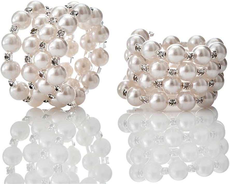Pearl Napkin Rings Set of 6 for Farmhouse and Events