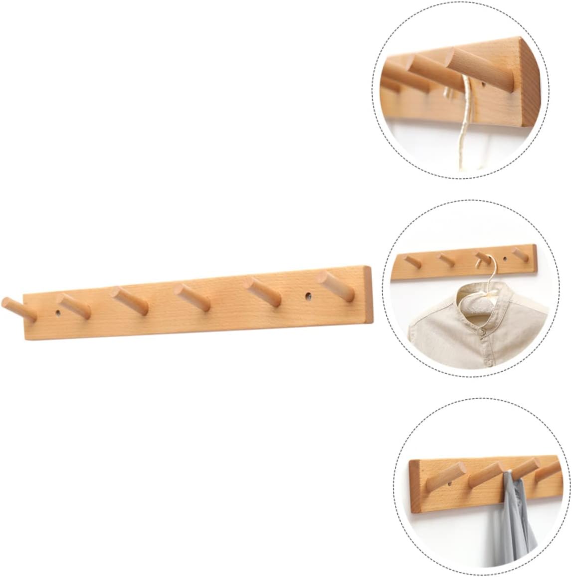 Bestyash Wooden Wall Mounted Storage Hanger for Clothes and Hats
