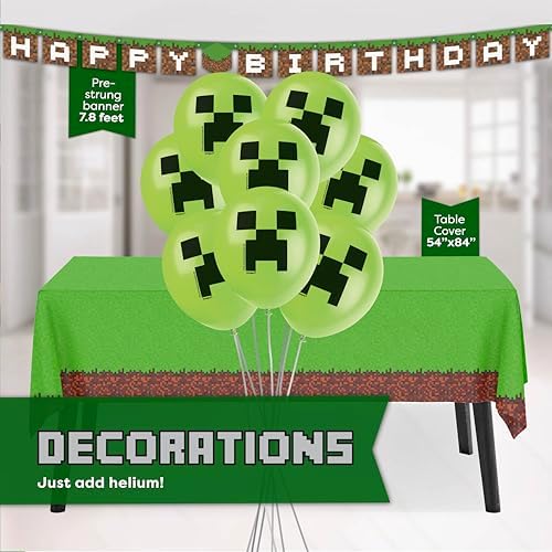 Minecraft Birthday Decorations Set for 16 Guests