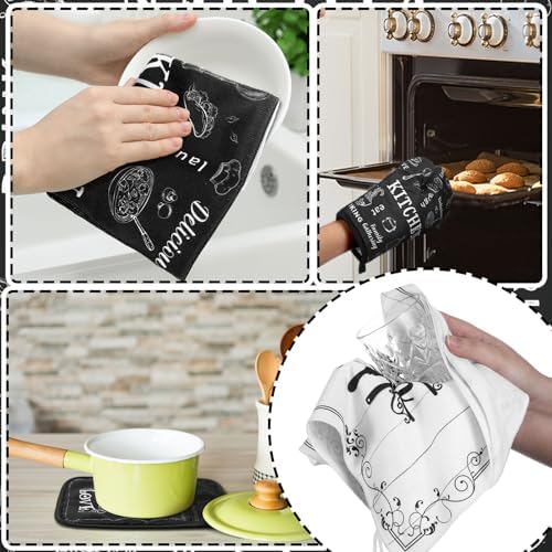 Leinuosen 6 Piece Farmhouse Kitchen Towel Set