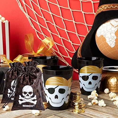 RICHNESS Pirate Loot Bags Drawstring Favors Pack of 12