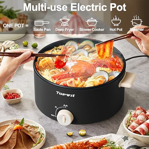 TOPWIT 4L Electric Hot Pot with Non-Stick Coating