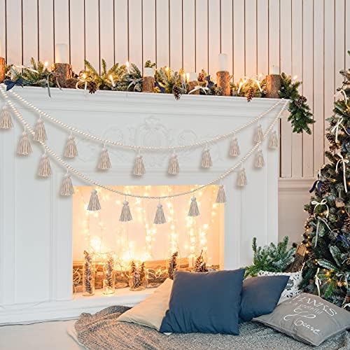 Janinka Boho Tassel Garland Wooden Bead Decor 98ft Wall Hanging