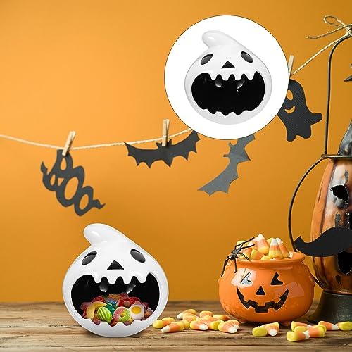 Halloween Candy Bowl Ghost Shaped Ceramic Candle Holder