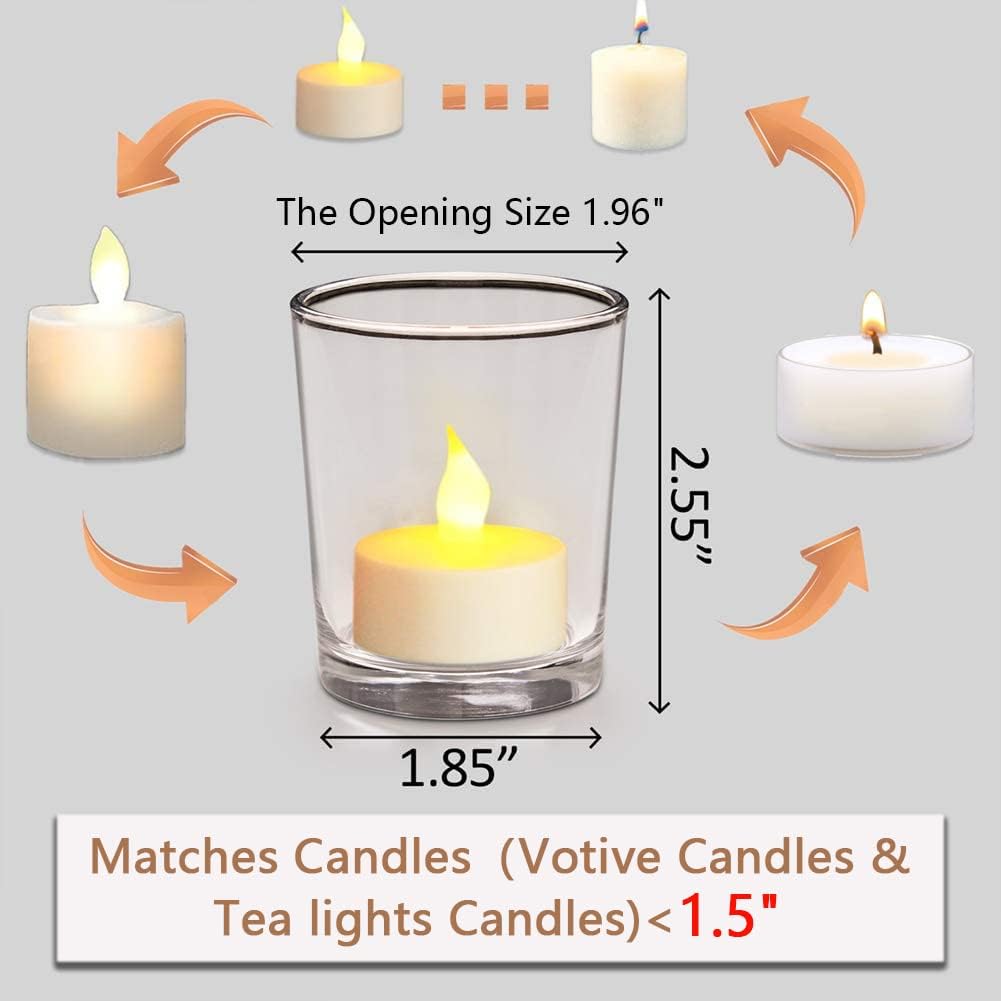 DARJEN Votive Candle Holders Set of 12 - Clear Glass Tea Light Holders