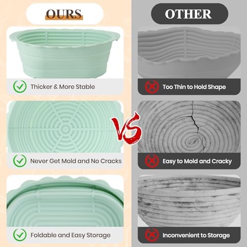 Neddie Upgraded Silicone Banneton Proofing Basket Set of 2