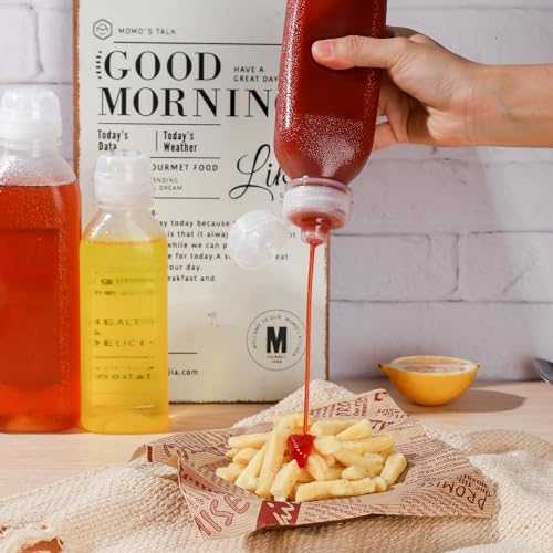 RAMFIYN 10oz Condiment Squeeze Bottles with Flip Top - 6 Pack