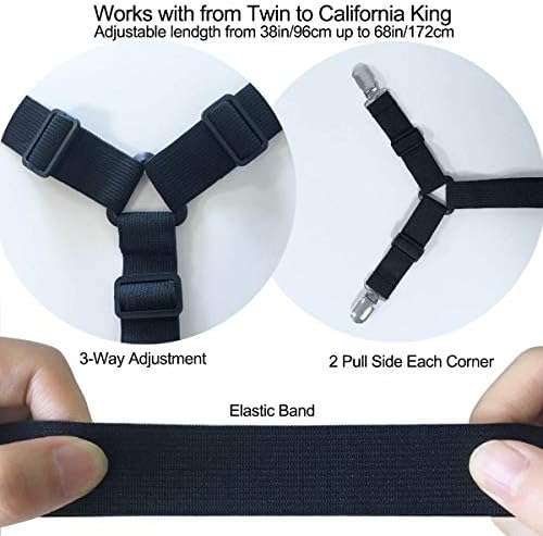 Adjustable Bed Sheet Straps 2Pcs Set Black