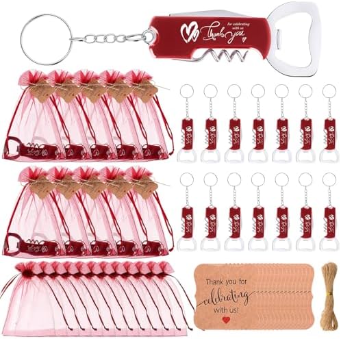 Vesici 24 Piece Wedding Favors Bottle Opener Keychains Set