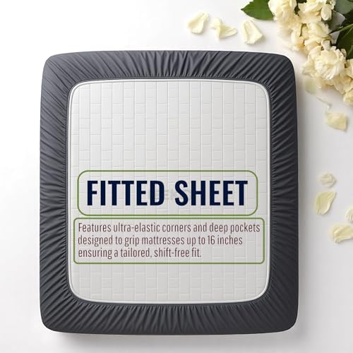 Cal King 4 Piece Microfiber Sheet Set - Dark Grey Luxury Bedding