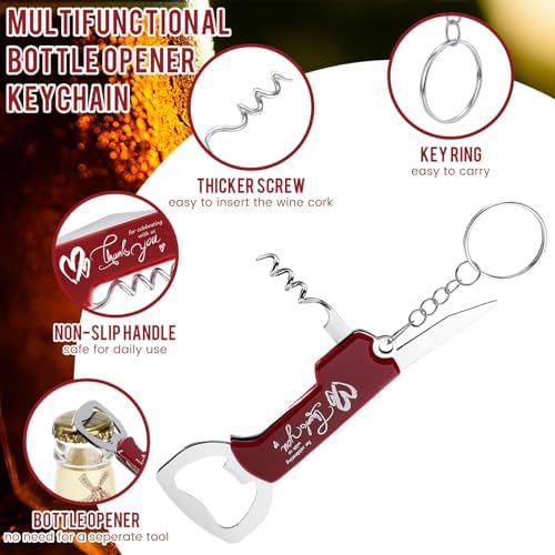 Vesici 24 Piece Wedding Favors Bottle Opener Keychains Set