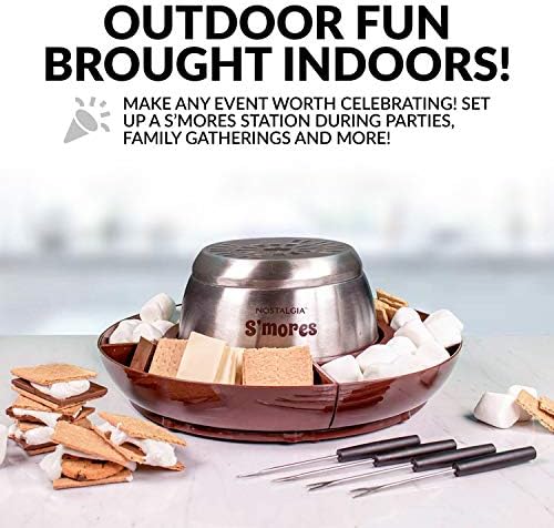 Nostalgia Indoor Electric Smores Maker - 4 Trays and Roasting Sticks