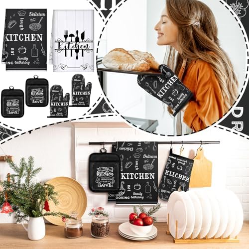 Leinuosen 6 Piece Farmhouse Kitchen Towel Set