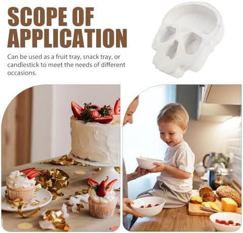 Ciieeo Halloween Skull Candle Holder Serving Bowl for Parties and Snacks
