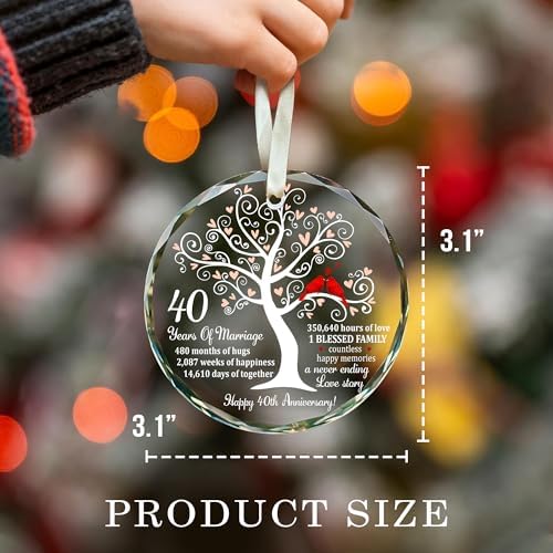 40th Wedding Anniversary Ruby Glass Ornament