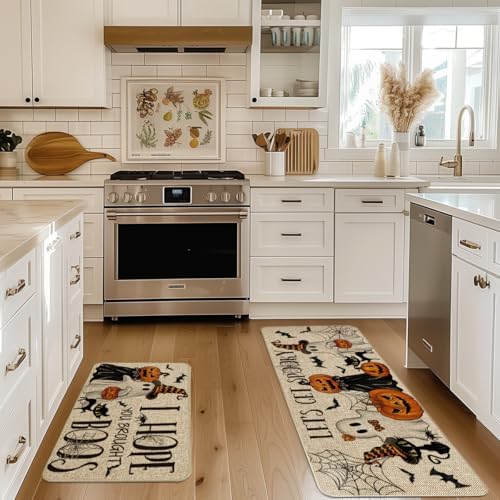 Artoid Mode Halloween Spider Web Kitchen Mats Set of 2