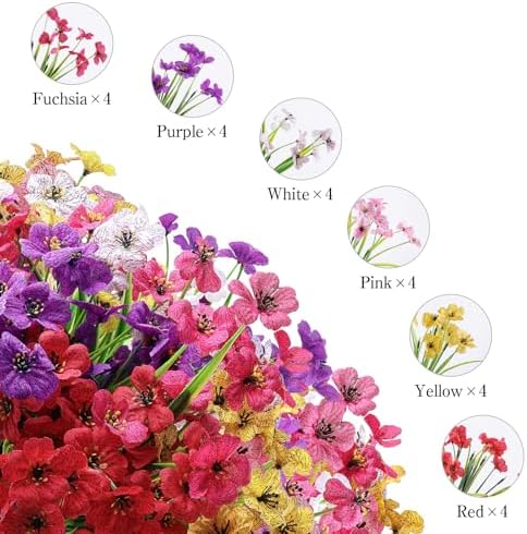 AGIRL 24 Bundle Artificial Flowers for Home and Garden