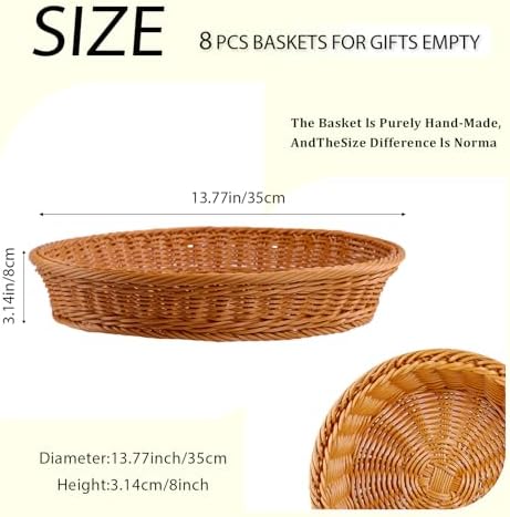 JUEGD 8 Pack Round Plastic Woven Bread Baskets