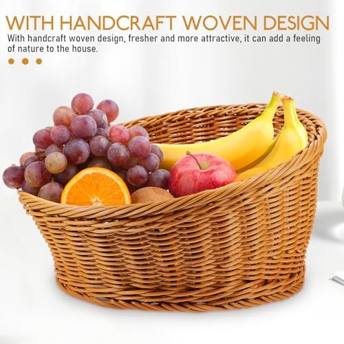 Amosfun Round Bread Basket Fruit Basket Storage Basket 12x12x75 Inch