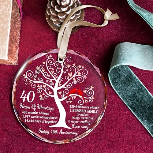 40th Wedding Anniversary Ruby Glass Ornament