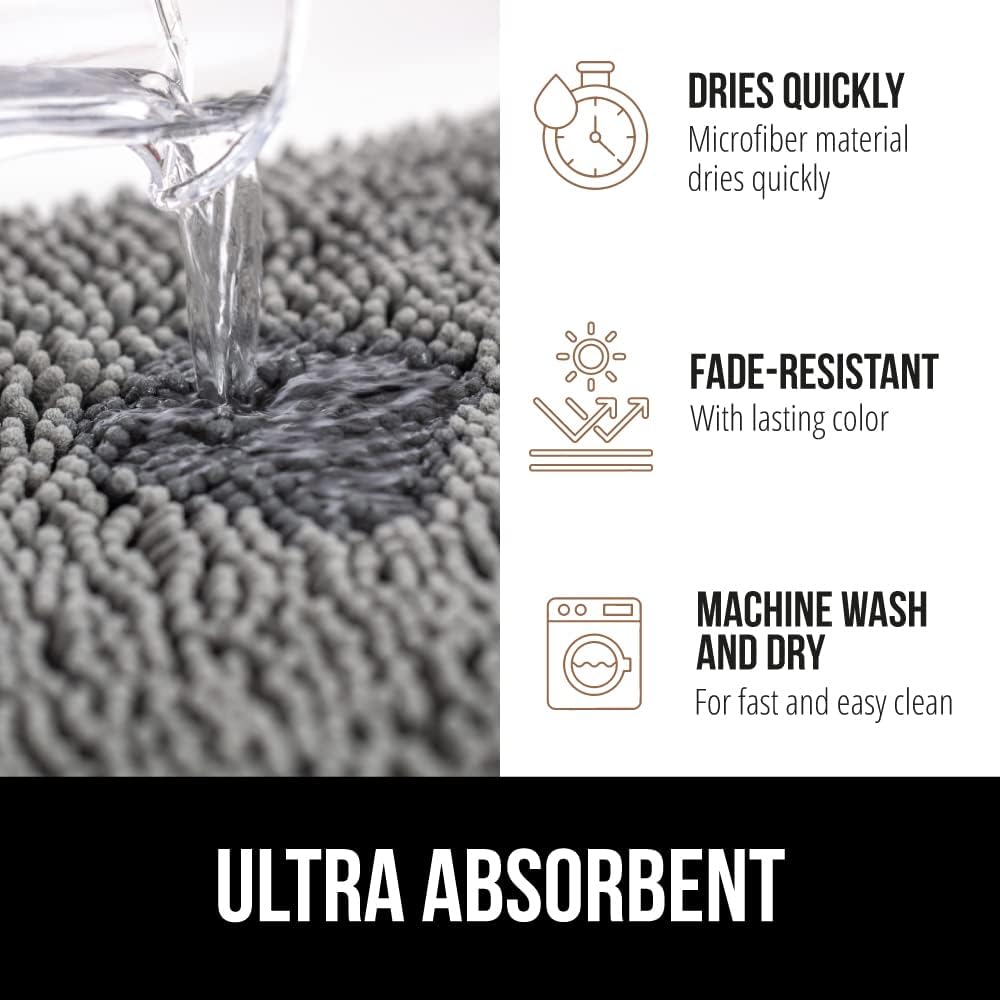 Gorilla Grip Bath Rug Mat 24x17 Grey