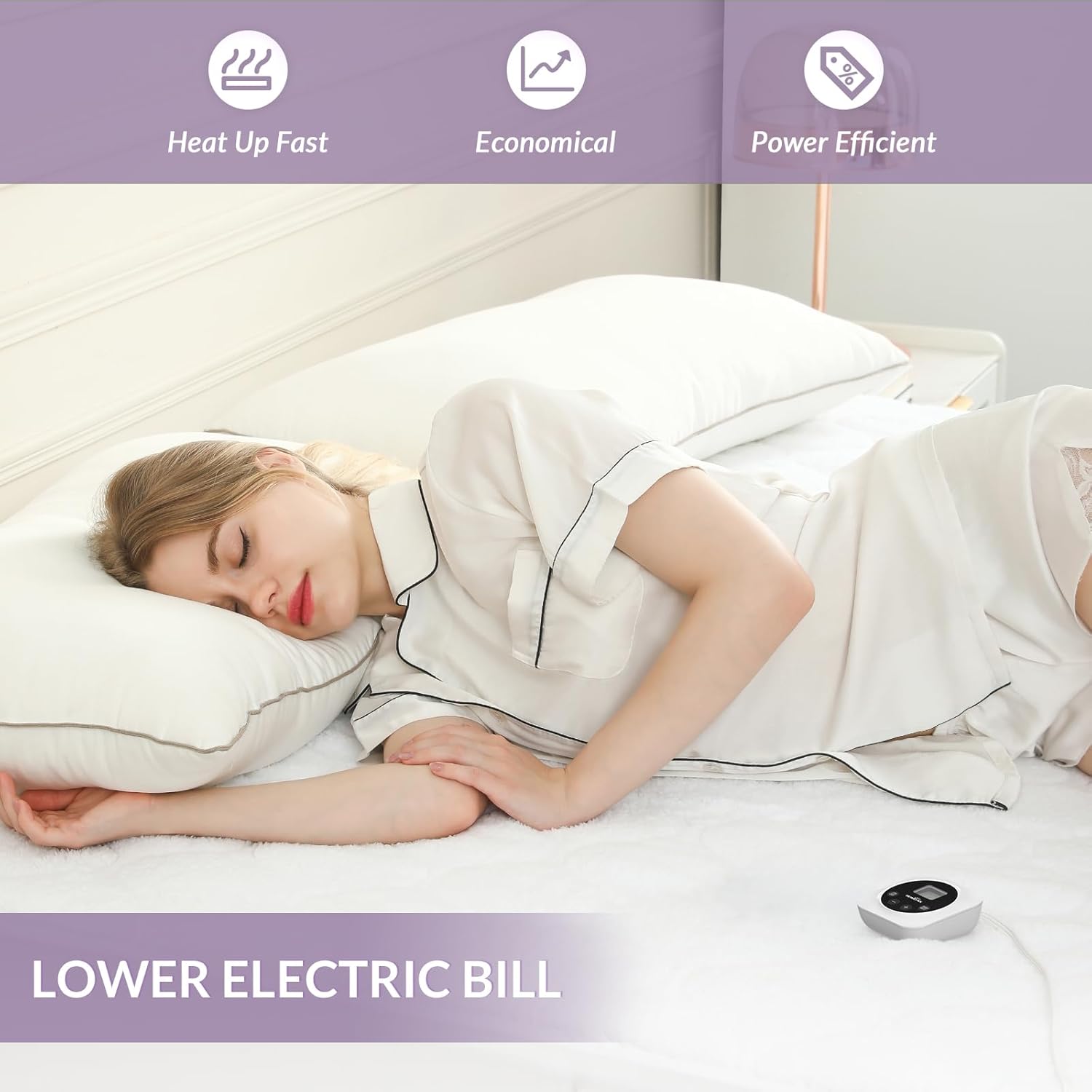 HOMLYNS LuxeHeat Electric Heated Mattress Pad Full Size