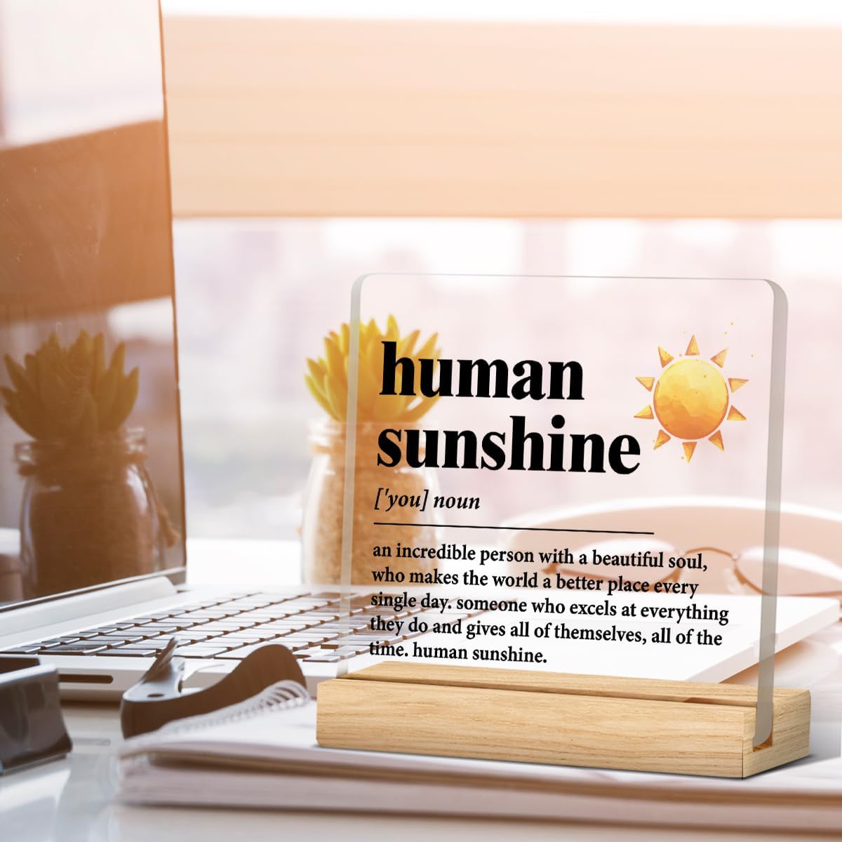 Human Sunshine Motivational Acrylic Desk Sign