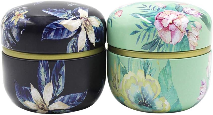 2 Pack Mini Tea Storage Containers with Flowers Pattern