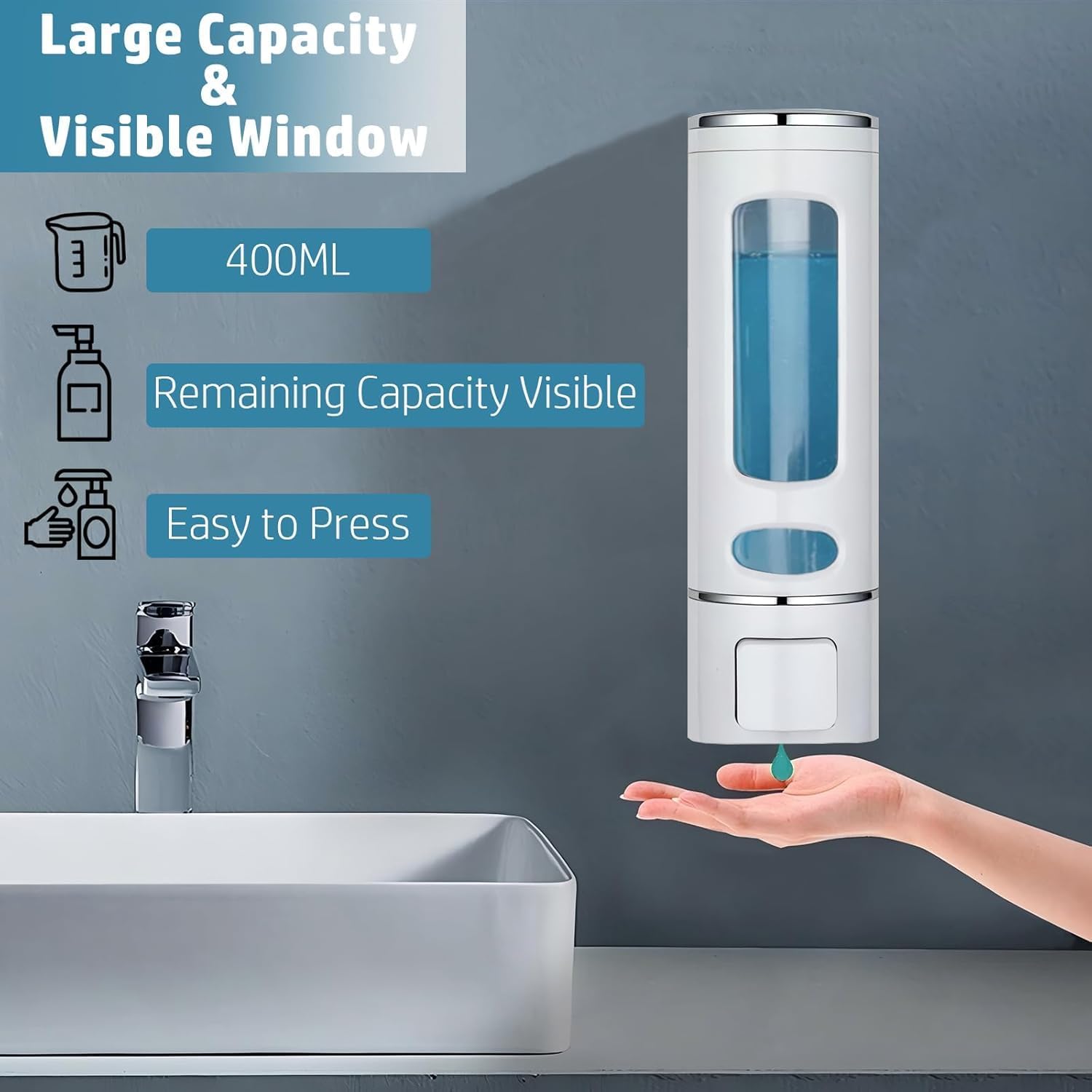 Single Wall Mounted Hand Soap Dispenser 135oz White