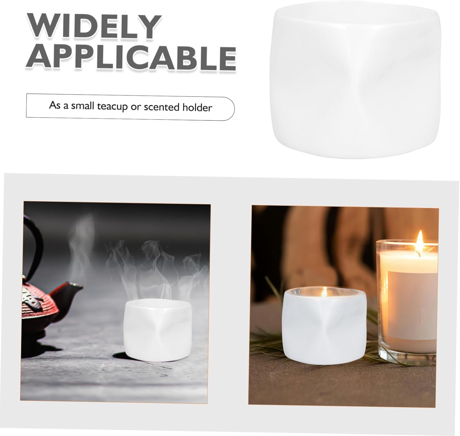 Ciieeo Mini White Porcelain Tea Cup and Candle Holder