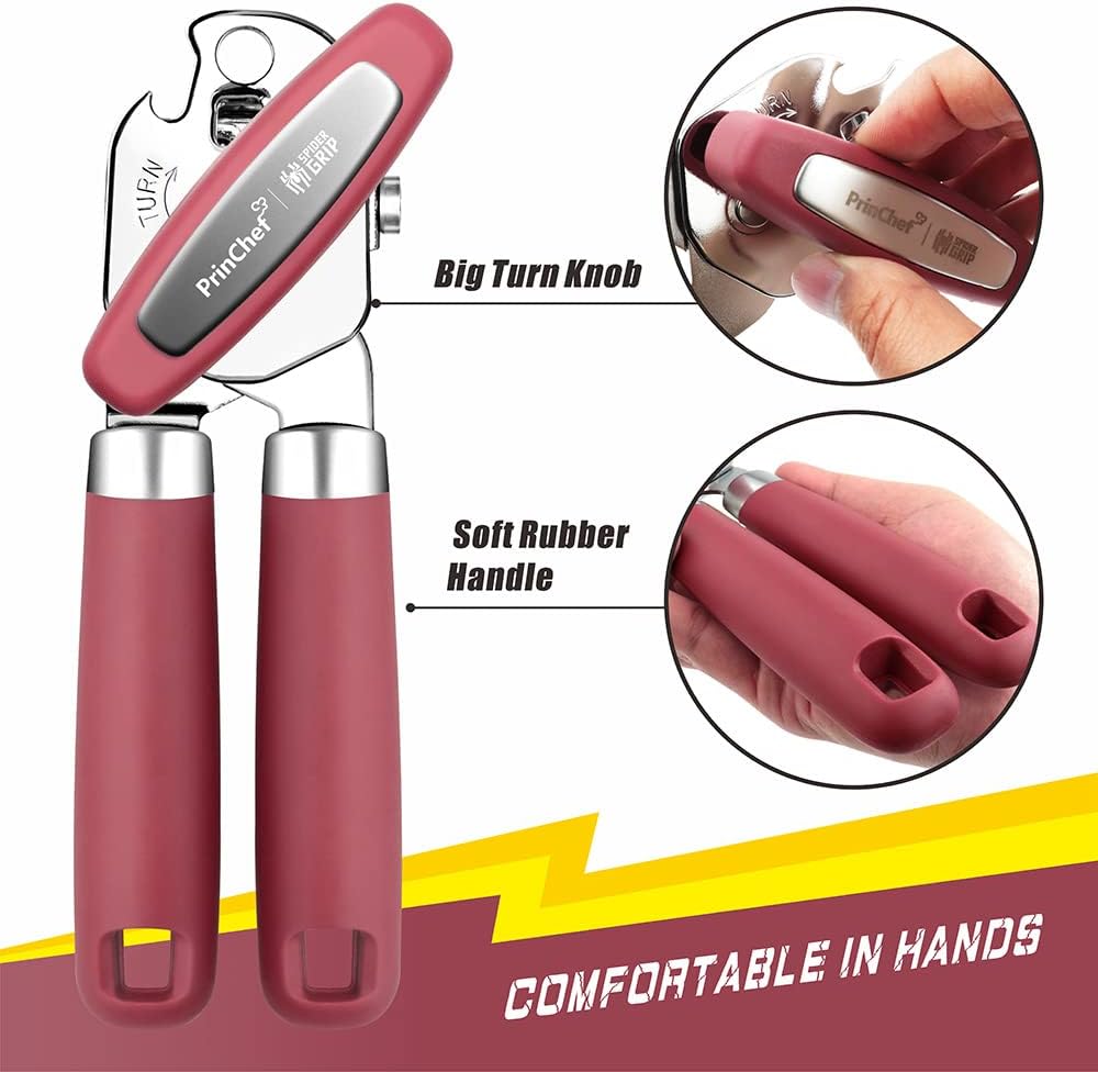 PrinChef Manual Can Opener with Magnet - Red