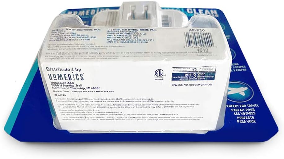 Homedics TotalClean UV-C Plug-In Air Sanitizer - White