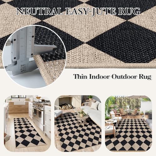 Lahome Checkered Jute-Inspired Rug 2x6