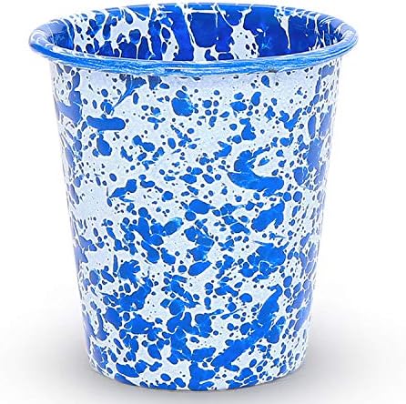 Crow Canyon Home Enamelware Tumbler 10 Ounce Blue White Splatter Single