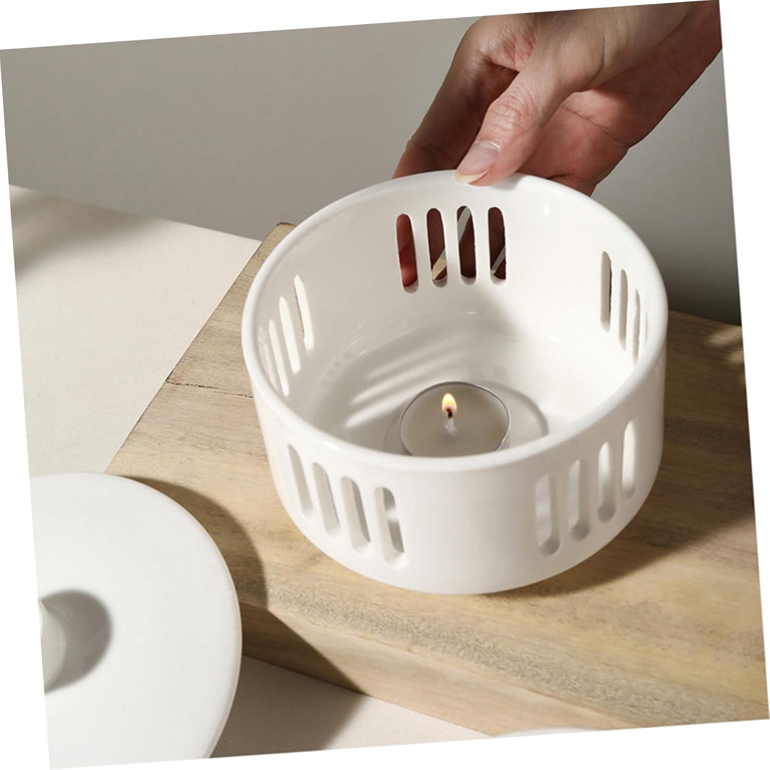 Alipis Ceramic Soup Stew Bowl with Heating Candle Base